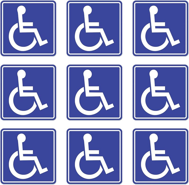 RABOWA Wheelchair Accessibility Symbol Stickers Vinyl Selfadhesive Decals for Public Signage Indoor Outdoor Use Handicap Access Sign 9Pcs Car Skateboard Motorcycle Bedroom - Image 1